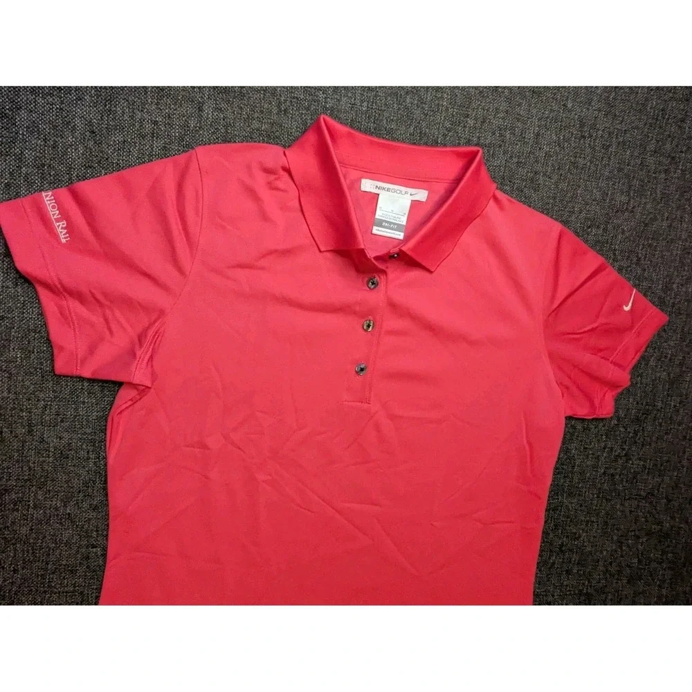 Nike Golf Women's Medium Dri Fit Pink Polo Shirt‎ Stretch Athletic Tennis